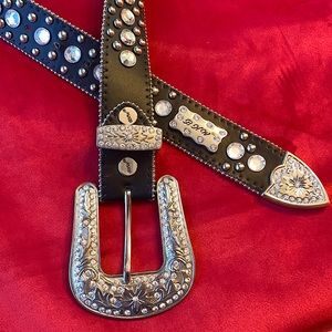 BHW Women’s Rhinestone Leather Belt L